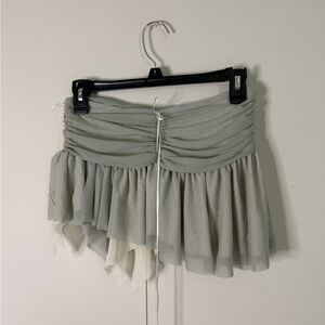 Women’s Ruffled Cream and Gray Mini Skirt
